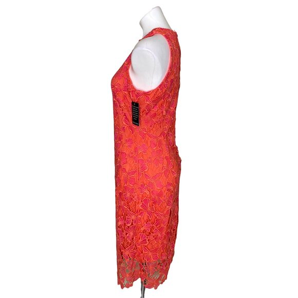Alexia Admor NWT $146 Coral Pink Reese Lace Dress, Floral Crochet Design Size 8 - Picture 8 of 12